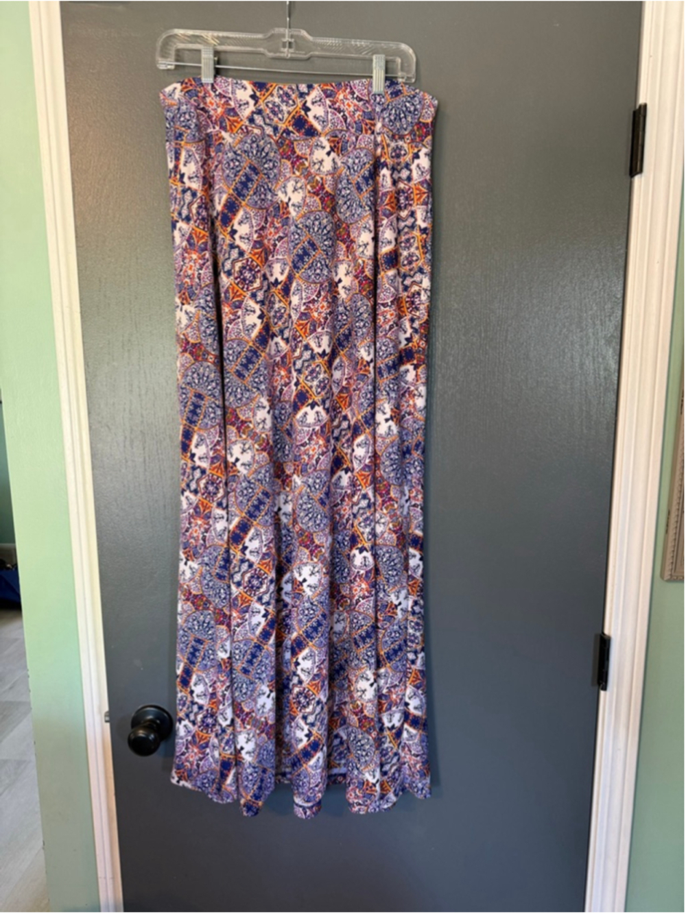Women's John Paul Richard Maxi Skirt L Blue Orange Patterned